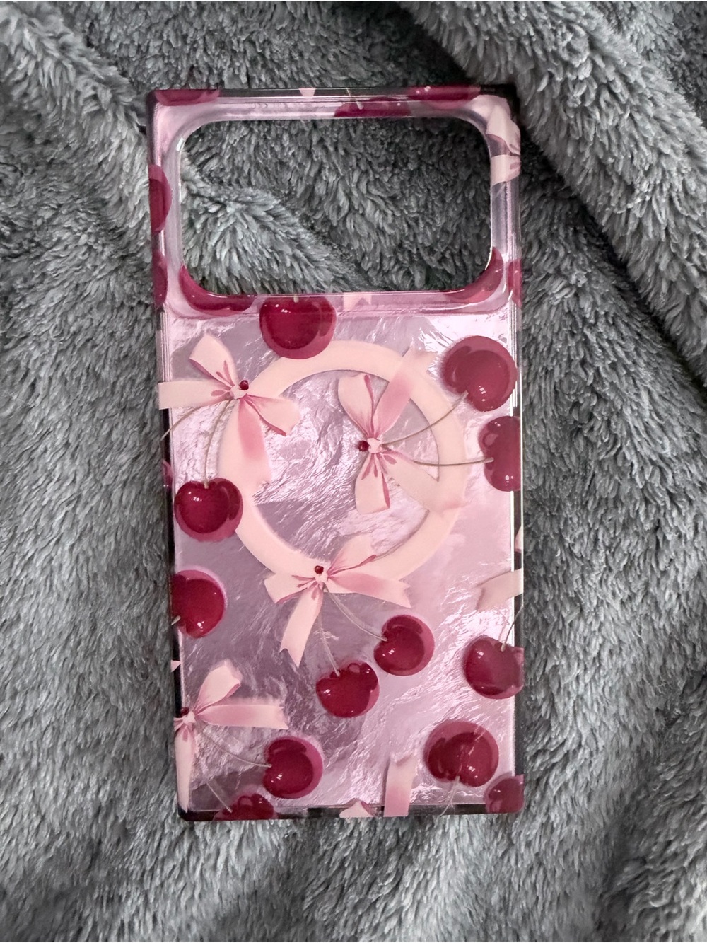 Amazon Pink Cherry Pattern Phone Case with Ring Grip